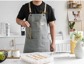 Kitchen Apron Unisex Cross Straps Adjustable PU Leather Apron